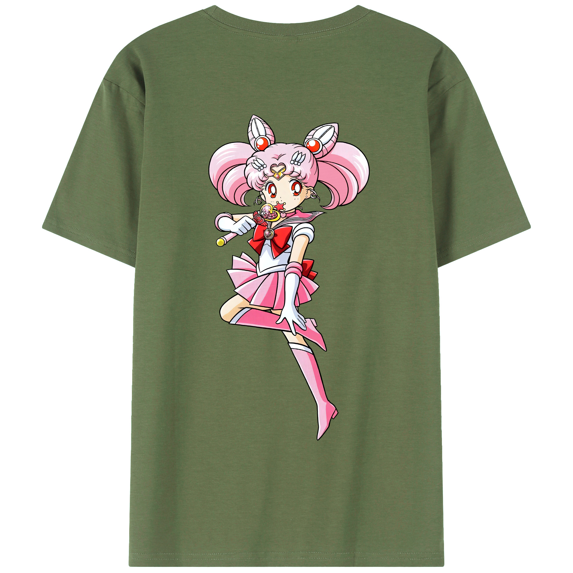 （画像用） 美少女戦士セーラームーン ちびうさ Sailor Moon Chibiusa Tsukino Usagi Small Lady Serenity 綿100％ メンズ半袖Tシャツ（バックプリント） 通気性